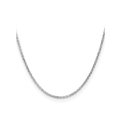925 White Gold 2.1 mm Polished Chain Necklace, Solid