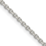 925 White Gold 2.1 mm Polished Chain Necklace, Solid detail view
