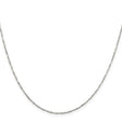 925 White Gold 1.4 mm Polished Chain Necklace, Solid