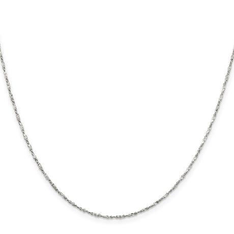 925 White Gold 1.4 mm Polished Chain Necklace, Solid