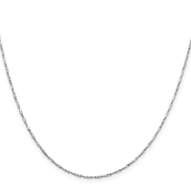 925 White Gold 1.4 mm Polished Chain Necklace, Solid