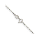 925 White Gold 1.4 mm Polished Chain Necklace, Solid alternate angle