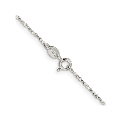 925 White Gold 1.4 mm Polished Chain Necklace, Solid alternate angle