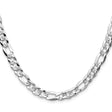 925 White Gold 7 mm Figaro Chain Necklace, Polished