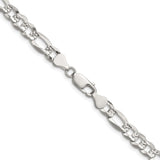 925 White Gold 7 mm Figaro Chain Necklace, Polished alternate angle