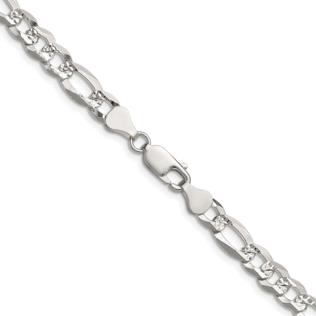 925 White Gold 7 mm Figaro Chain Necklace, Polished alternate angle