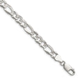 925 White Gold 7 mm Figaro Chain Bracelet, Polished shown for scale