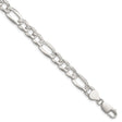 925 White Gold 7.9 mm Figaro Chain Bracelet, Polished shown for scale