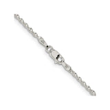 925 White Gold 1.65 mm Herringbone Chain Necklace, Polished alternate angle