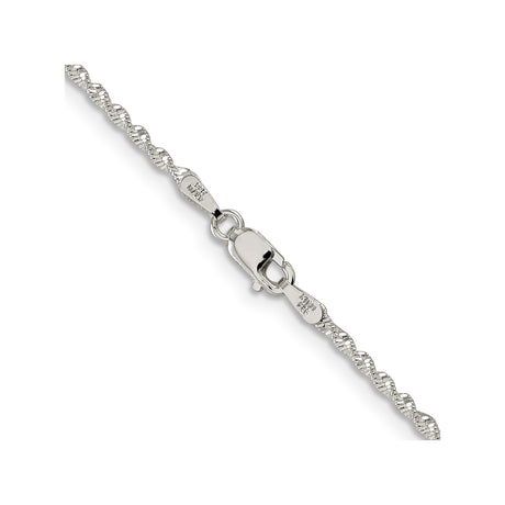 925 White Gold 1.65 mm Herringbone Chain Necklace, Polished alternate angle