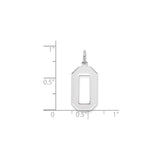 Sterling Silver Number 0 Pendant Charm, Open Style Minimalist Jewelry Token