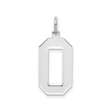 Sterling Silver Number 0 Pendant Charm, Open Style Minimalist Jewelry Token