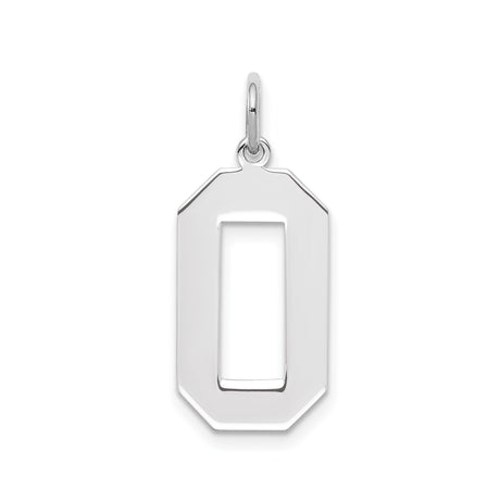 Sterling Silver Number 0 Pendant Charm, Open Style Minimalist Jewelry Token
