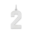 Sterling Silver Number Two Pendant Charm, Bold Polished Numeral Design for Necklace or Bracelet