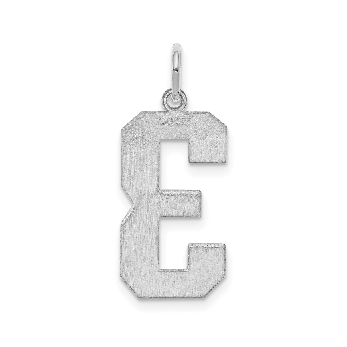 Sterling Silver Number 3 Pendant, Bold Block Numeric Design, Unisex Sports Style Charm