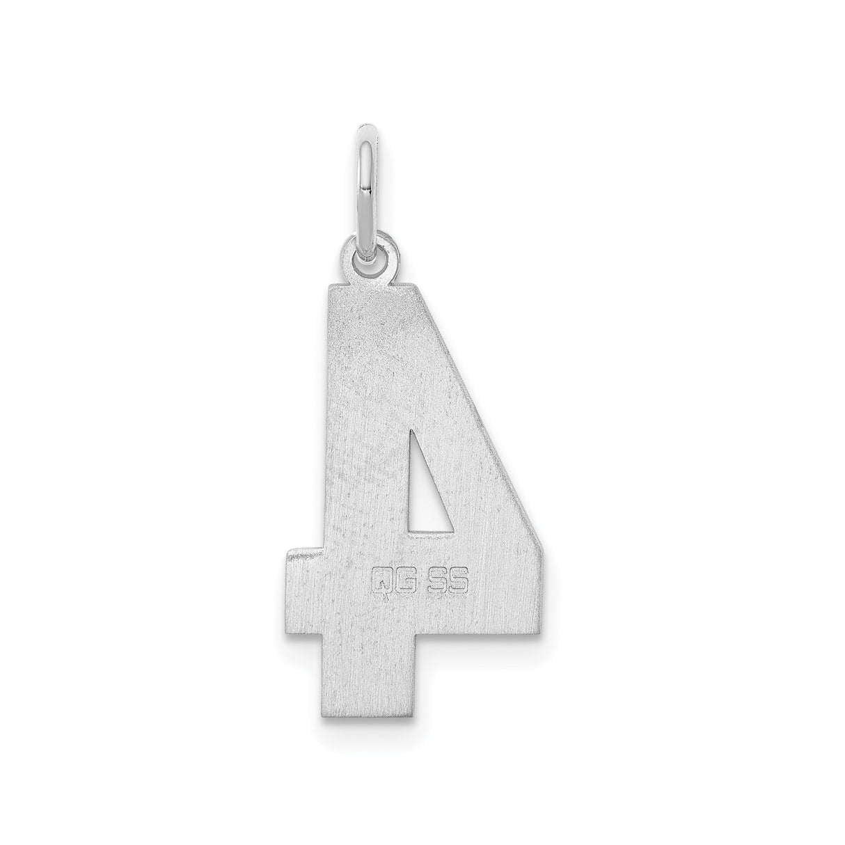 Sterling Silver Number 4 Pendant Charm, Bold Numeral Design, Unisex Minimalist Jewelry