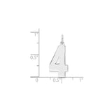 Sterling Silver Number 4 Pendant Charm, Bold Numeral Design, Unisex Minimalist Jewelry