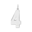 Sterling Silver Number 4 Pendant Charm, Bold Numeral Design, Unisex Minimalist Jewelry