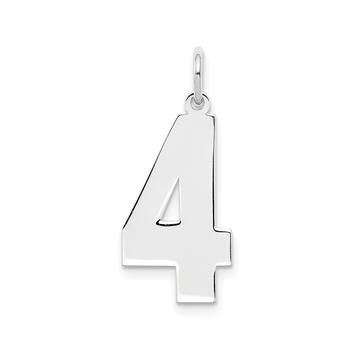 Sterling Silver Number 4 Pendant Charm, Bold Numeral Design, Unisex Minimalist Jewelry