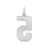 Sterling Silver Number 5 Pendant Charm, Bold Block Numeral Design, Unisex Jewelry