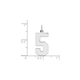 Sterling Silver Number 5 Pendant Charm, Bold Block Numeral Design, Unisex Jewelry