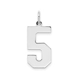 Sterling Silver Number 5 Pendant Charm, Bold Block Numeral Design, Unisex Jewelry