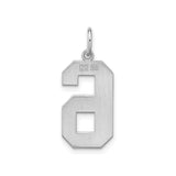 Sterling Silver Number 6 Pendant Charm, Polished Varsity Font, Unisex Sports Jewelry