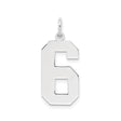 Sterling Silver Number 6 Pendant Charm, Polished Varsity Font, Unisex Sports Jewelry
