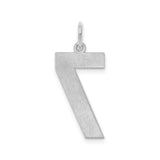 Sterling Silver Number 7 Pendant Charm, Polished Lucky Seven Symbol for Men and Women