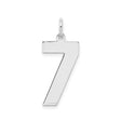 Sterling Silver Number 7 Pendant Charm, Polished Lucky Seven Symbol for Men and Women