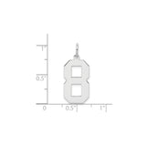Sterling Silver Number 8 Pendant, Bold Block Style Charm, Unisex Sports or Lucky Number Jewelry