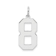 Sterling Silver Number 8 Pendant, Bold Block Style Charm, Unisex Sports or Lucky Number Jewelry