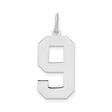 Sterling Silver Number 9 Pendant Charm, Bold Block Style, Unisex Jewelry