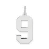 Sterling Silver Number 9 Pendant Charm, Bold Block Style, Unisex Jewelry