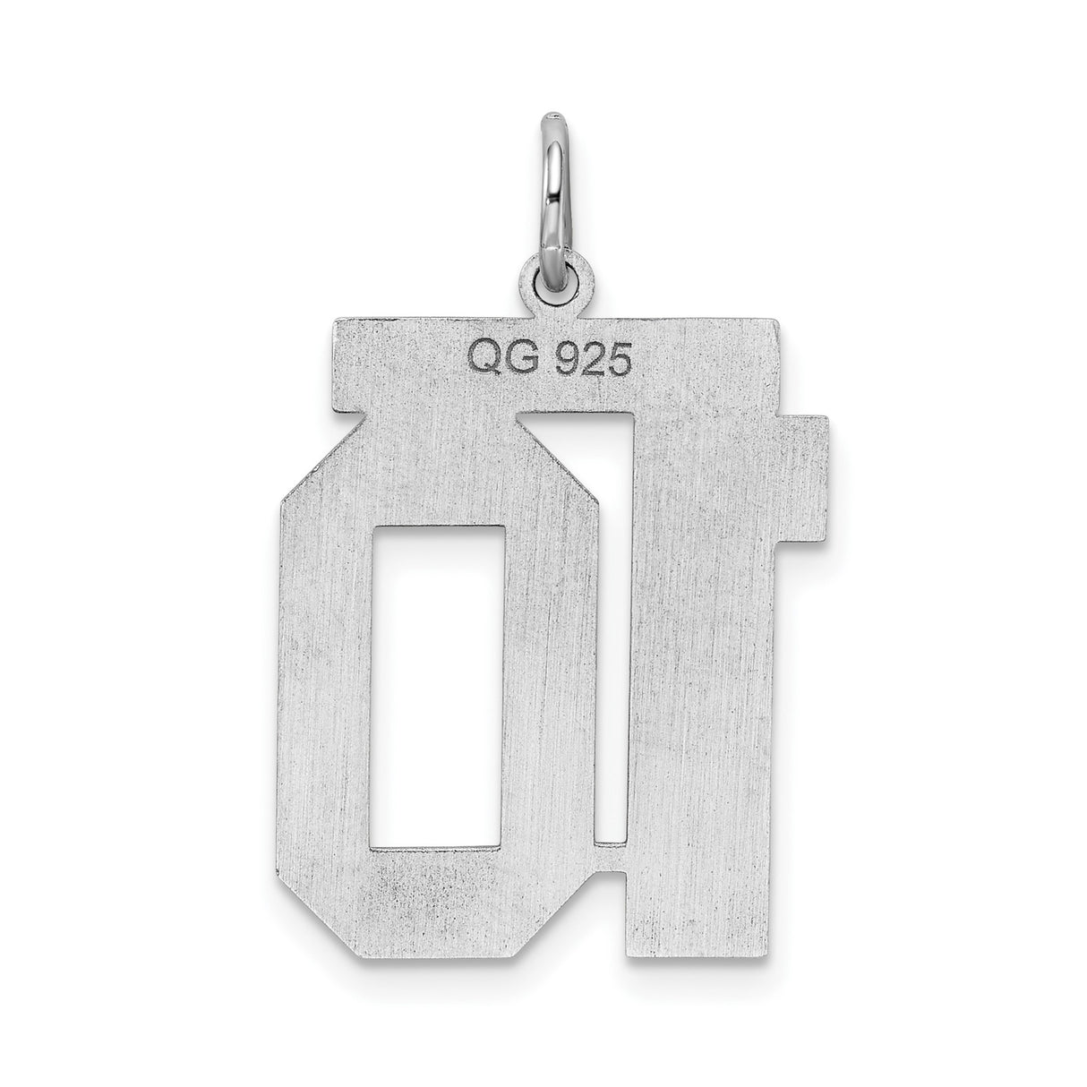 Sterling Silver Number 10 Pendant, Bold Block Style Sports Charm for Men and Women