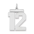 Sterling Silver Number 12 Pendant, Bold Polished Sports Charm for Men and Women