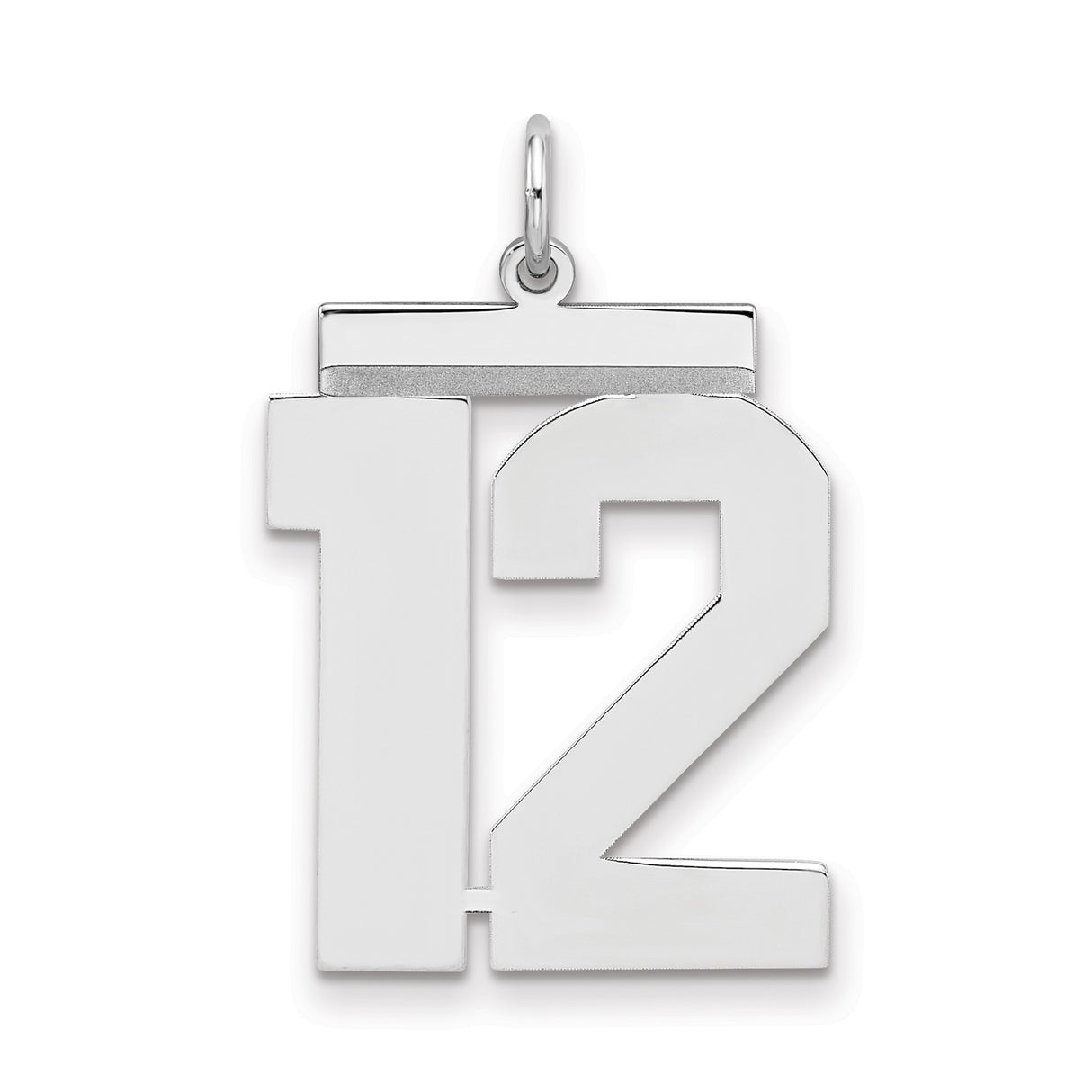 Sterling Silver Number 12 Pendant, Bold Polished Sports Charm for Men and Women