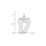 Sterling Silver Number 17 Pendant, Polished Sports Jewelry Keepsake for Men or Women
