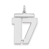 Sterling Silver Number 17 Pendant, Polished Sports Jewelry Keepsake for Men or Women