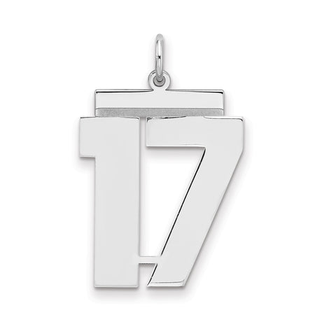 Sterling Silver Number 17 Pendant, Polished Sports Jewelry Keepsake for Men or Women