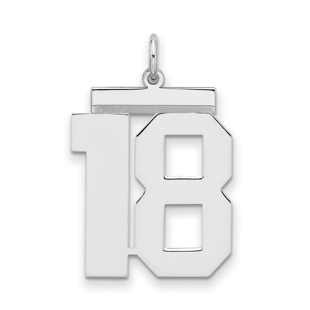 Sterling Silver Pendant with Bold Block Number 18 Design, Milestone Keepsake for Men or Women