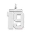Large Polished Number 19 Charm Pendant in Real 925 Sterling Silver