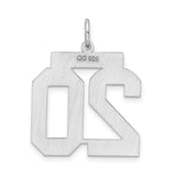 Sterling Silver Number 20 Pendant, Bold Block Style, Sports and Milestone Charm