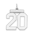 Sterling Silver Number 20 Pendant, Bold Block Style, Sports and Milestone Charm