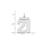 Sterling Silver Number 21 Pendant, Polished Milestone Charm for Men and Women