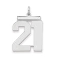 Sterling Silver Number 21 Pendant, Polished Milestone Charm for Men and Women