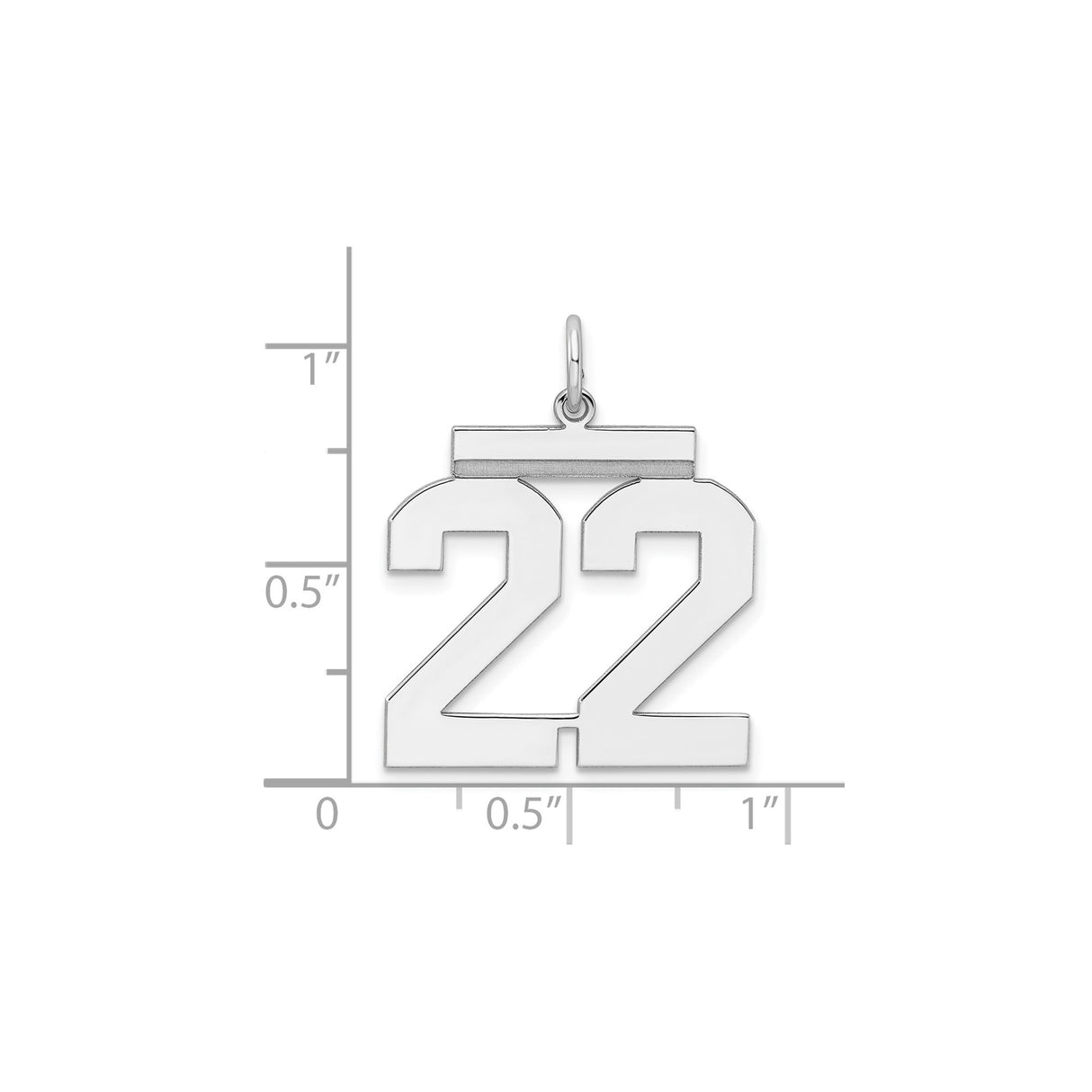 Sterling Silver Number 22 Pendant, Bold Sports Font, Unisex Athletic Jewelry Charm