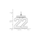 Sterling Silver Number 22 Pendant, Bold Sports Font, Unisex Athletic Jewelry Charm