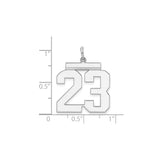 Sterling Silver Number 23 Pendant Charm, Bold Jersey Style Sports Jewelry for Men and Women