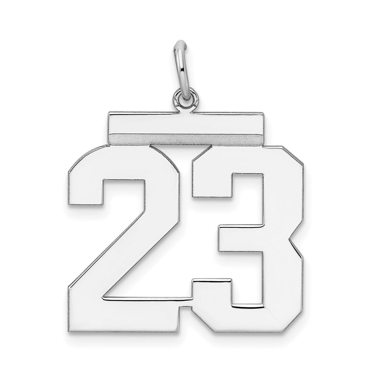 Sterling Silver Number 23 Pendant Charm, Bold Jersey Style Sports Jewelry for Men and Women